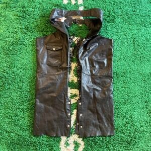 Vintage Excell Leather Chaps Western Fringe Motorcycle Biker USA Made Large